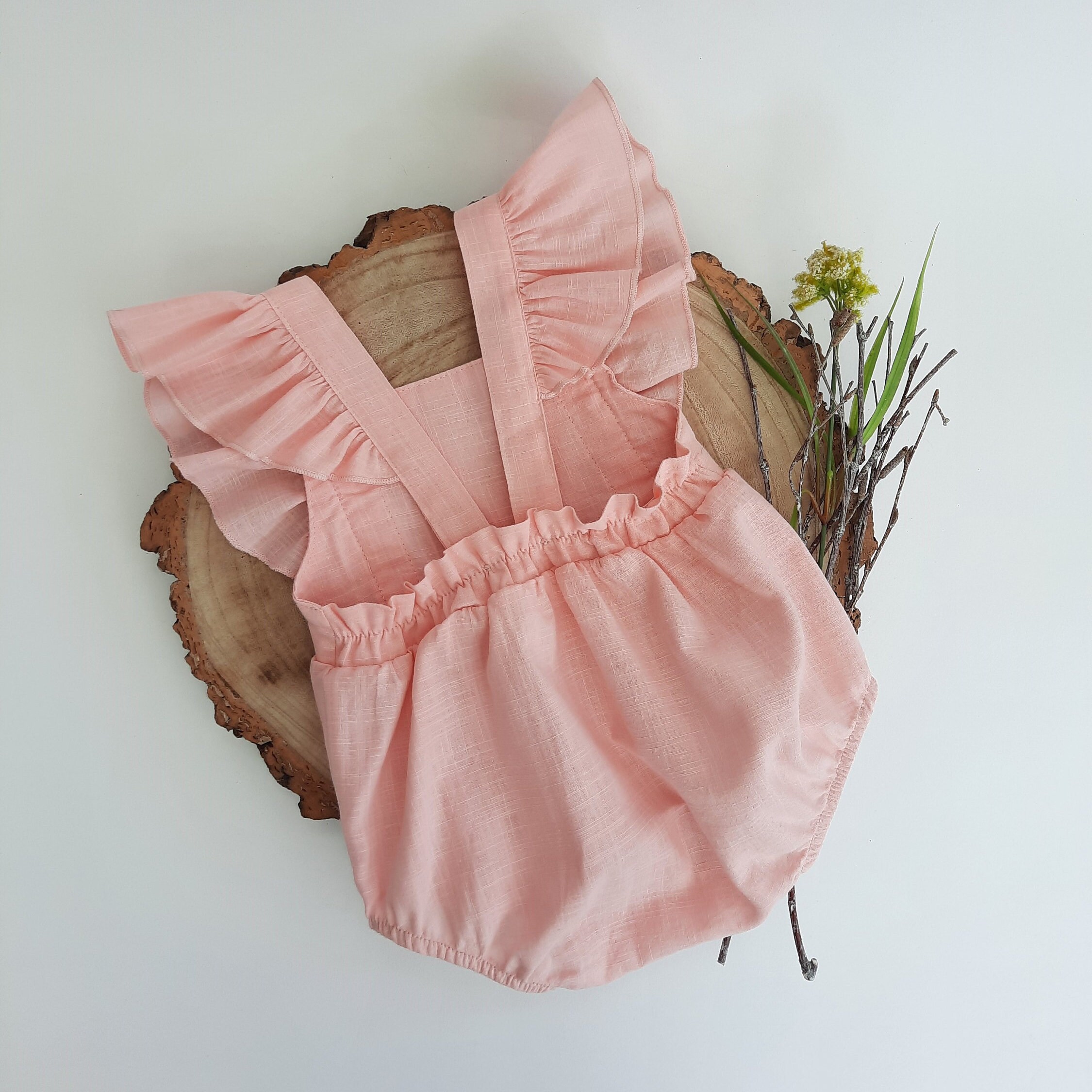 Baby Girl Pink Ruffle Romper Summer Cotton Playsuit Pink Etsy