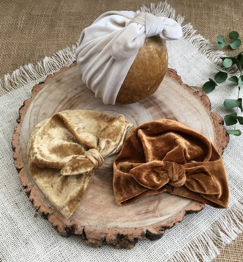 Baby Top Knot Turban Toddler Infant Top Knot Toddler Turban Photo Props Baby Tie Turban Hat Toddler Turban Hat Cream Velvet Turban hat