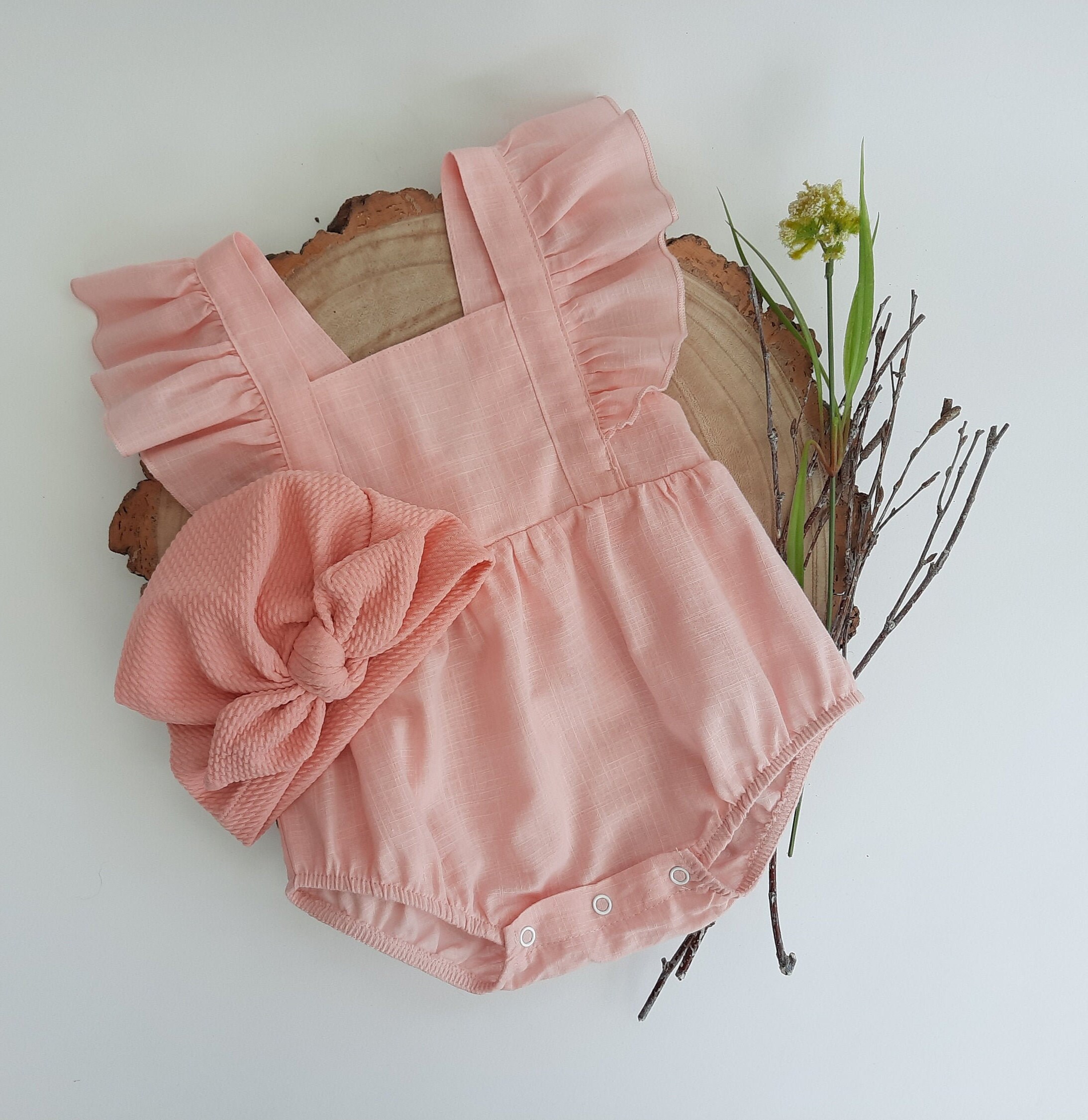 Pink Romper Baby Girl Baby Pink Romper Baby Ruffle Romper Etsy
