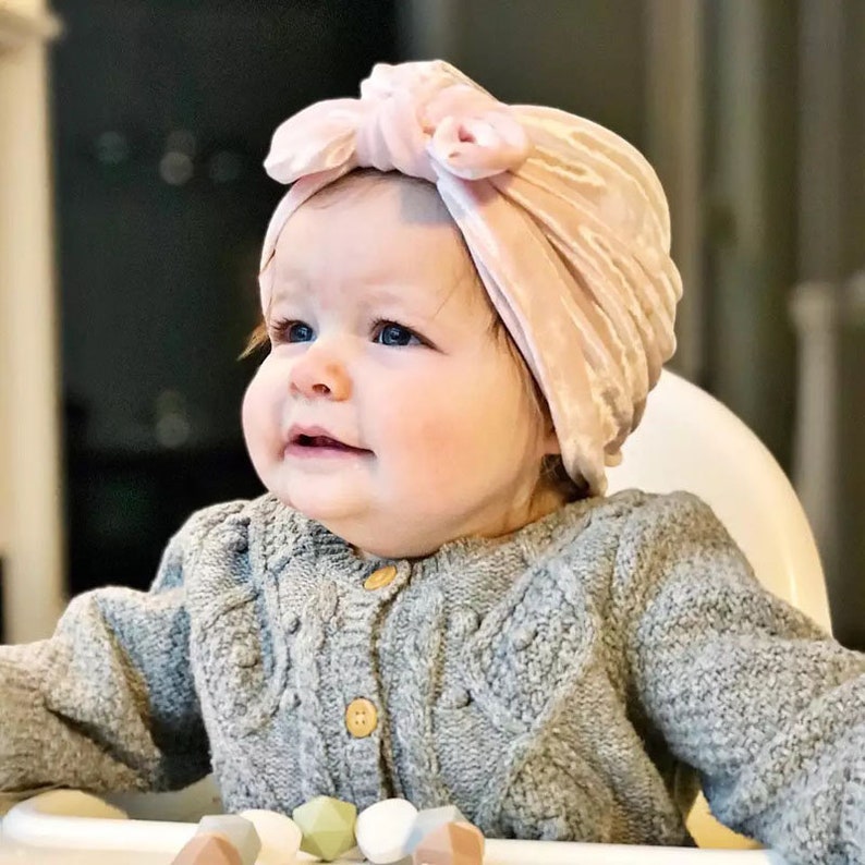 Baby Top Knot Turban Toddler Infant Top Knot Toddler Turban Photo Props Baby Tie Turban Hat Toddler Turban Hat Cream Velvet Turban hat