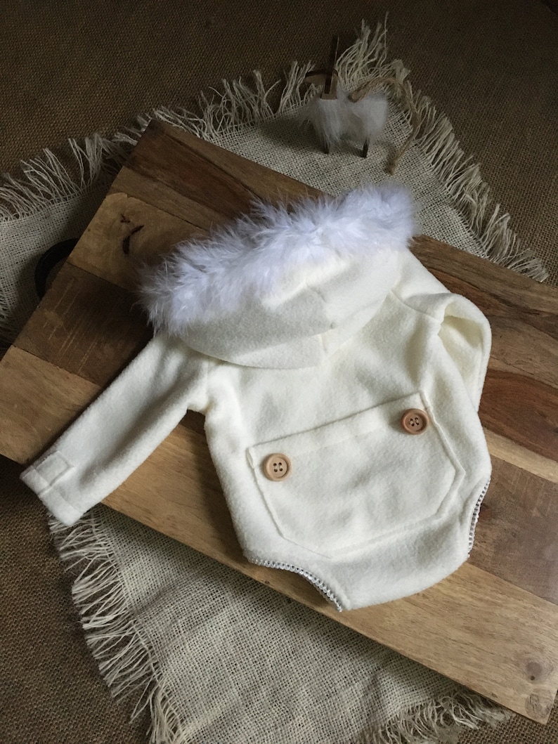 Newborn Photography White Hooded Romper Christmas Baby Shower Gift Newborn Christmas Fleece Newborn Hooded Romper Newborn Photo Props