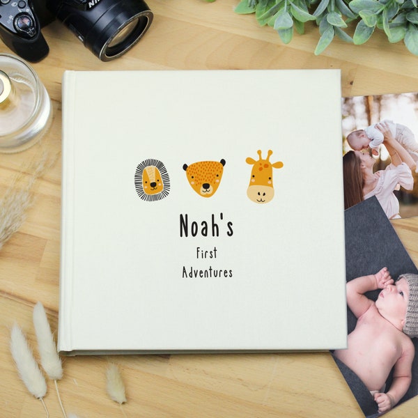 Baby Fotoalbum, Safari Tier Thema Baby Album, Personalisiertes BabyGeschenk Baby Shower Geschenk, Baby Erinnerungsbuch, Personalisiertes Neues Baby Geschenk, Baby Scrapbook