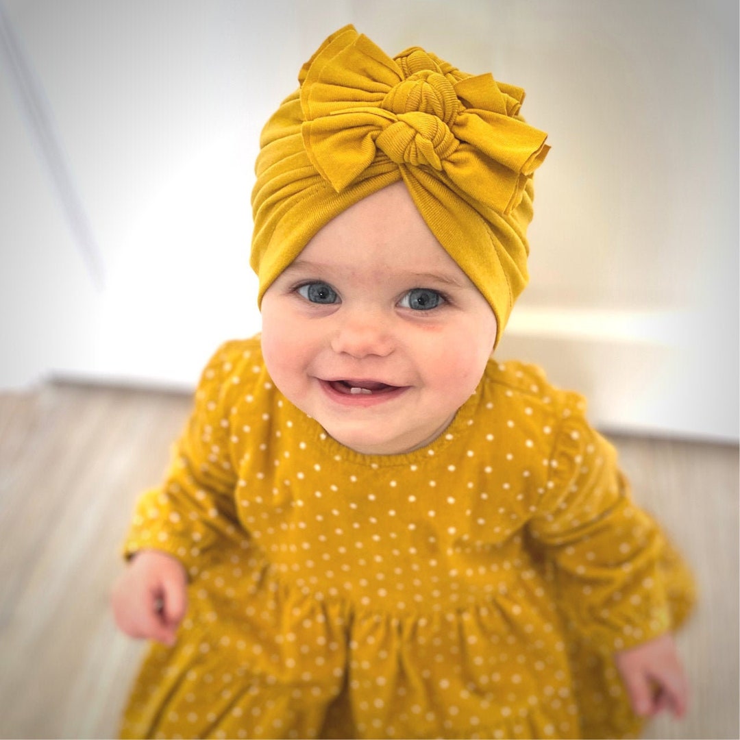 Baby Girl Turban Hat Trendy Mustard Turban Knotted Summer Etsy UK