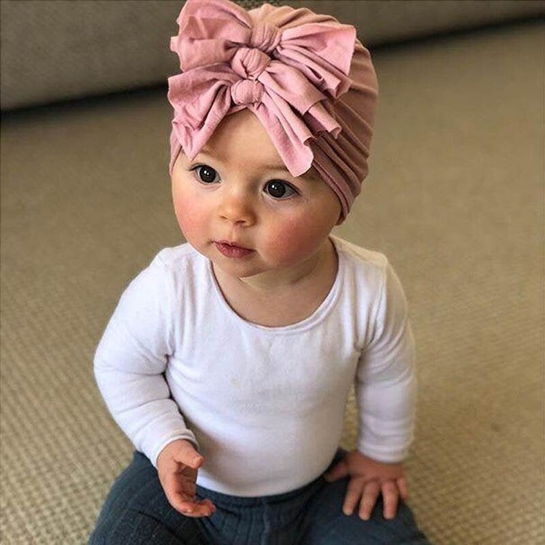 Triple Knot Boho Baby Turban Hat Dusky Pink Summer Baby Etsy