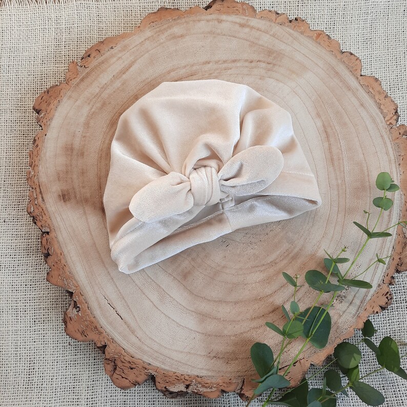 Baby Top Knot Turban Toddler Infant Top Knot Toddler Turban Photo Props Baby Tie Turban Hat Toddler Turban Hat Cream Velvet Turban hat