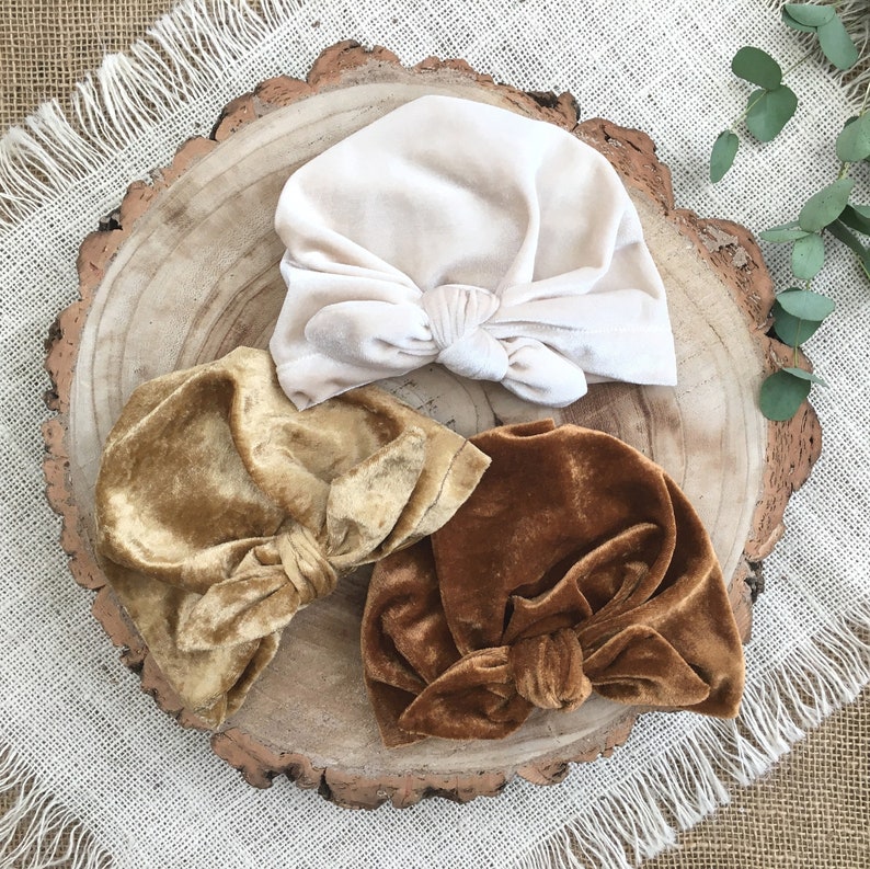 Baby Top Knot Turban Toddler Infant Top Knot Toddler Turban Photo Props Baby Tie Turban Hat Toddler Turban Hat Cream Velvet Turban hat