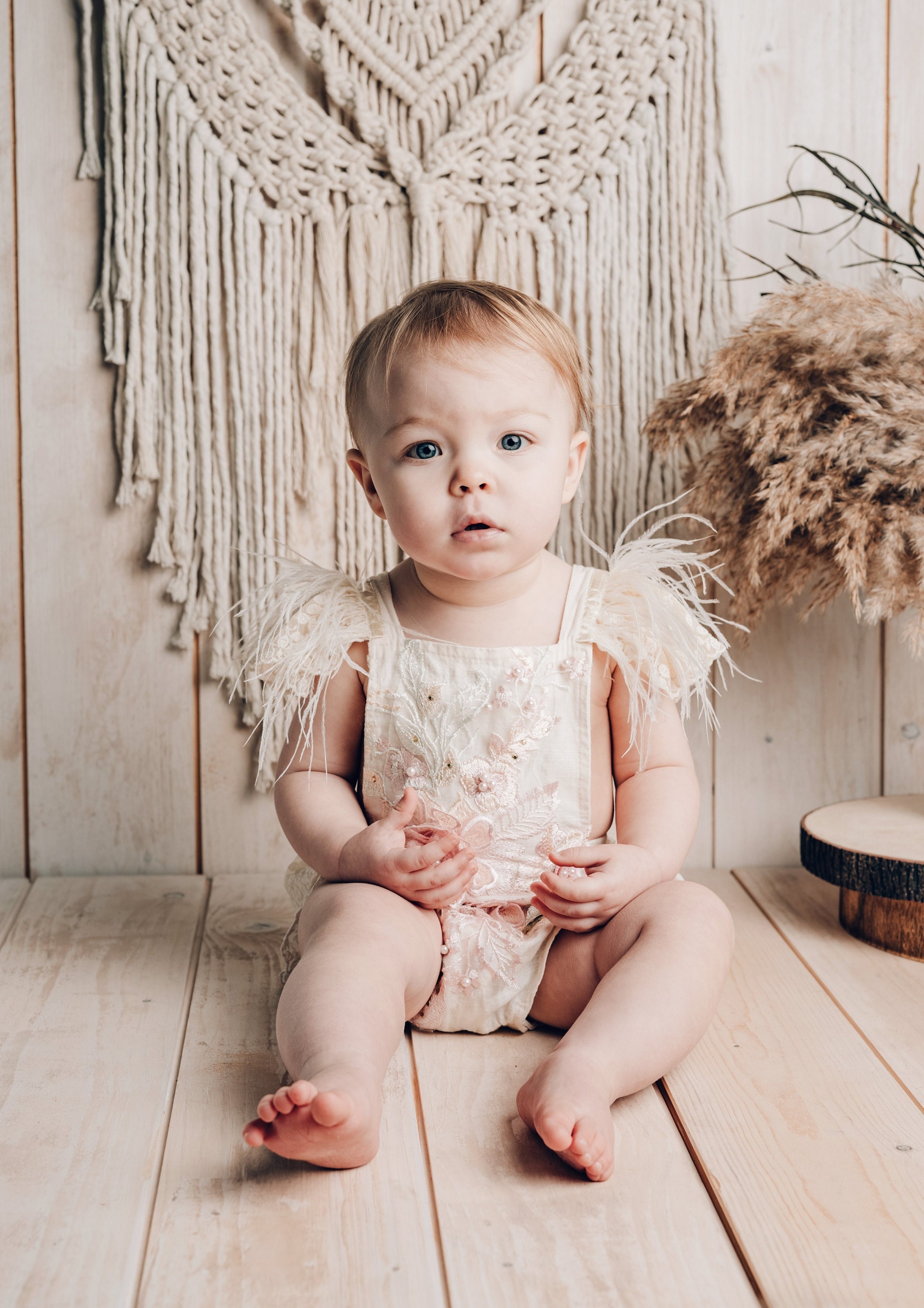 Cake Smash Outfit Girl, First Birthday Photo Cream Lace Romper