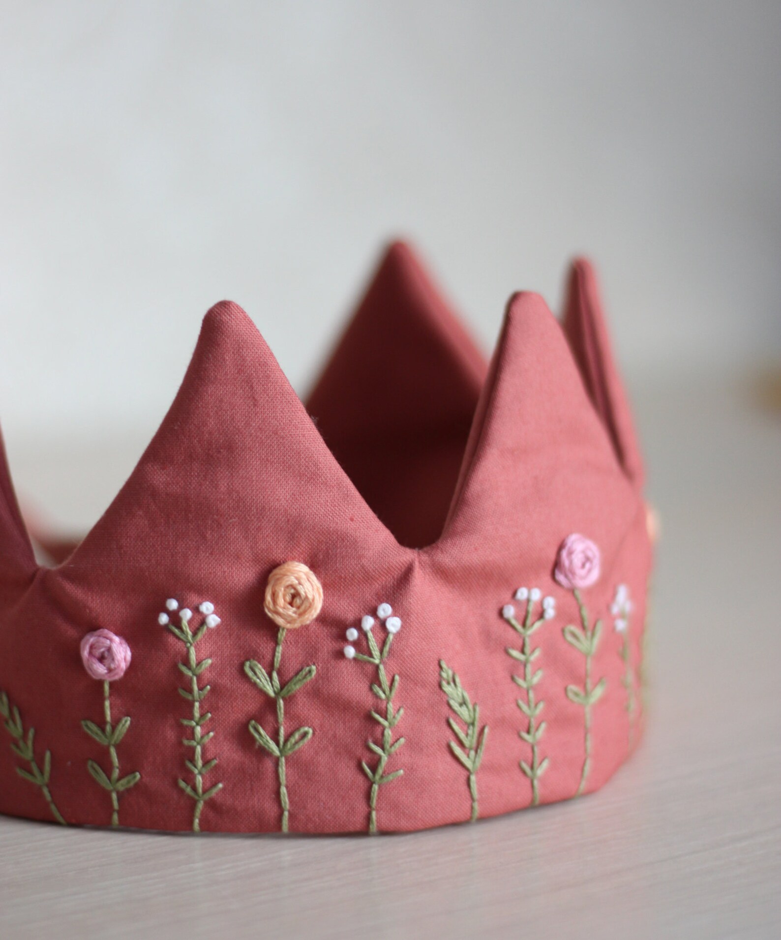 Baby girl crown Baby crown embroidered crown terracotta Etsy