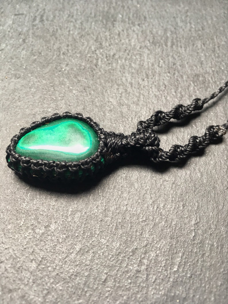 malachite jewellery Malachite macrame necklace crystal necklace mens necklace travel gift vegan gift macrame net necklace