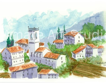 Italian Village Watercolor