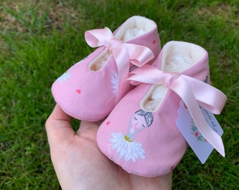 Chaussures bébé ballerines grises ou roses - Différentes pointures