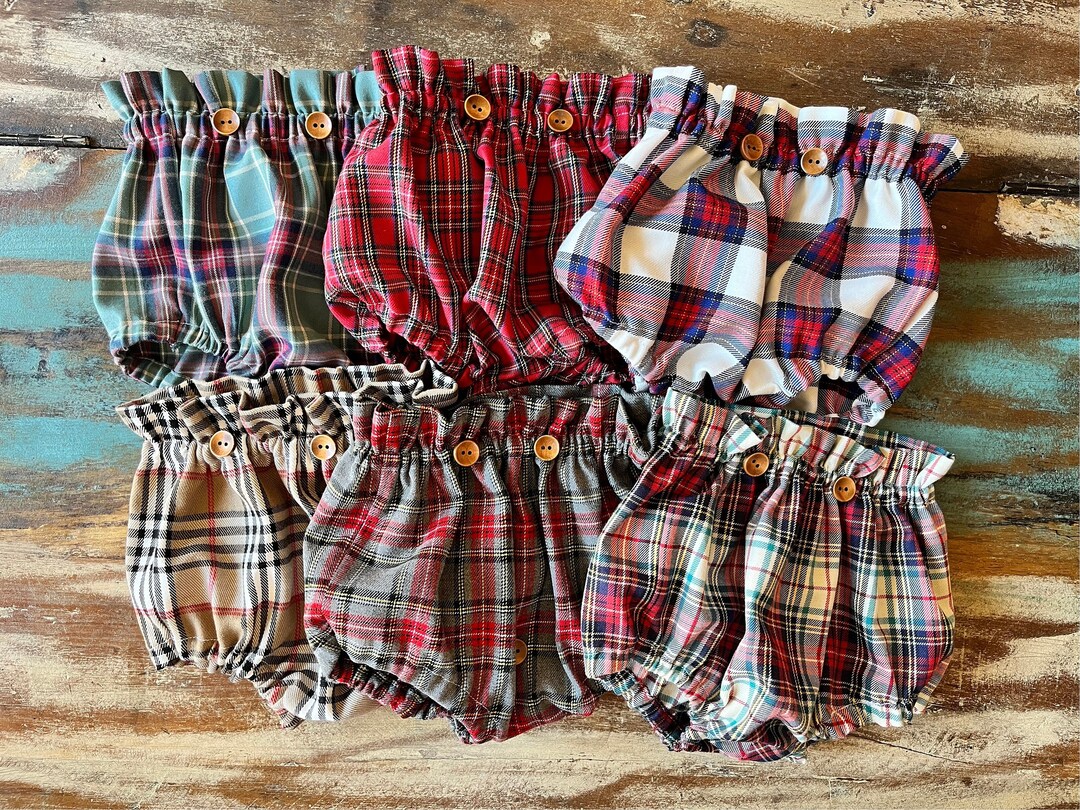 Tartan Fabric Baby Shoes and Bloomers Several Sizes Etsy