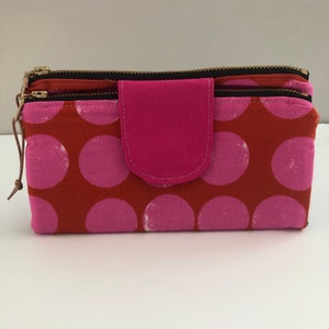Cartera geométrica moderna/billetera con doble cremallera/cubierta de chequera/embrague/billetera de tela/embrague/neón