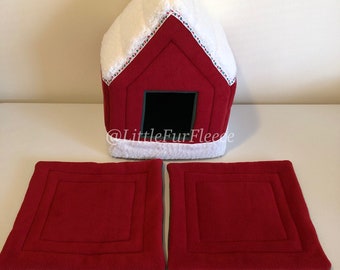 Made to order/Custom Holiday Houses, includes two potty pads for guinea pigs, ferrets, chinchillas, hedgehogs, rats and other small animals.