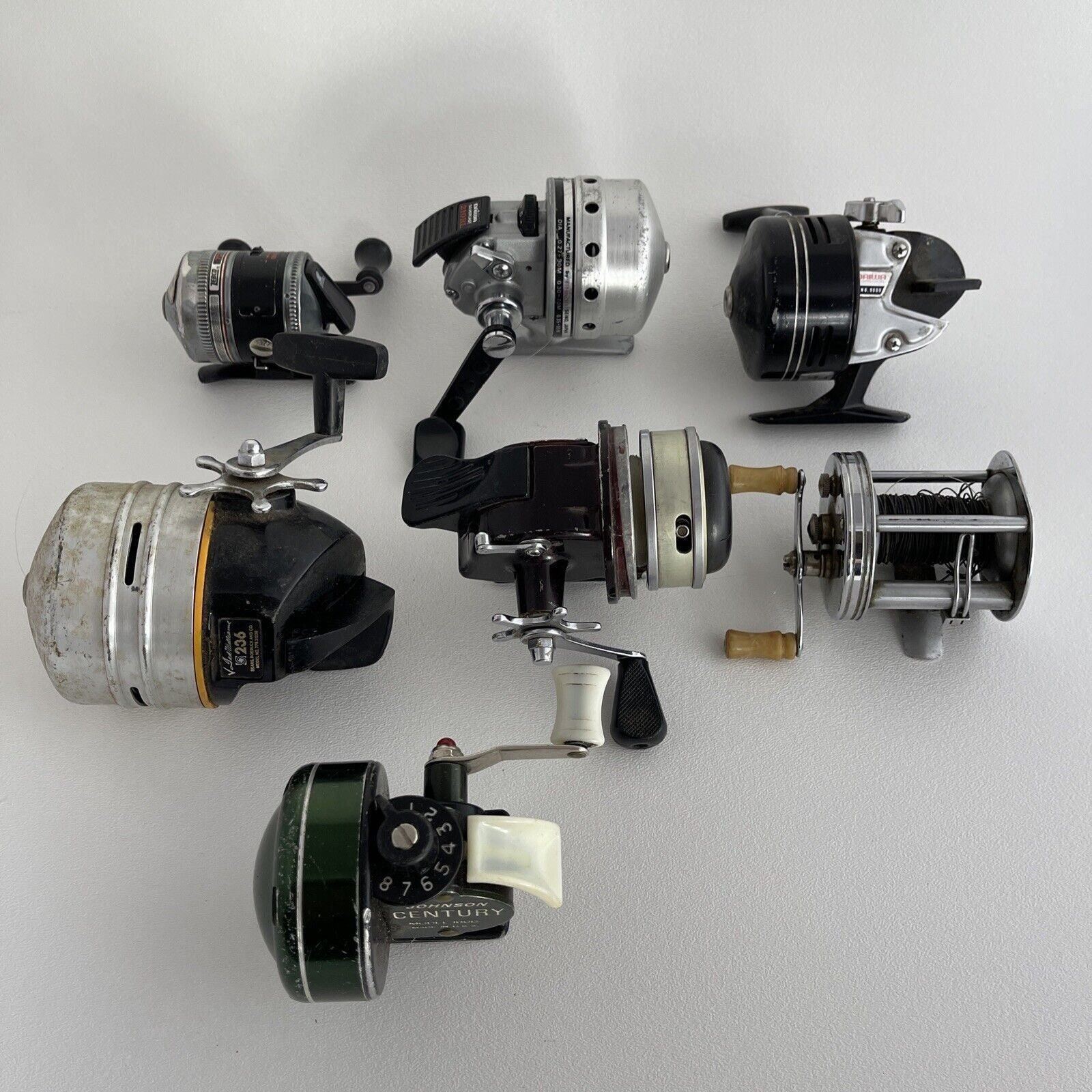 Lot of 7 Fishing Reels May Need Work johnson Century 45, Ted Williams 236  more 
