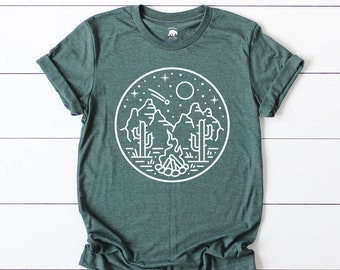 women cactus shirt| boho plus size clothing| hippie shirt| women mountain shirt| cactus tshirt| cacti shirt| desert starry sky| adventure