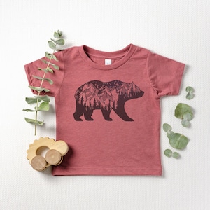 Nature Baby Clothes Baby Boy Clothing Bear Toddler Shirt Nature Tshirt for Kids Toddler Boy Nature Clothes Toddler Bear Shirt Mauve Triblend