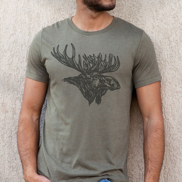 Moose Shirts for Men + Women| Gift for Dad| Rustic + Rugged Mens Clothing + Tees| Shirts for the outdoors| Gift for outdoorsy person