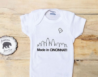 Made In Cincinnati ONESIE® | born in Cincinnati ONESIE® | ohio | onesies | baby shower gift | pregnancy announcement | new baby gift
