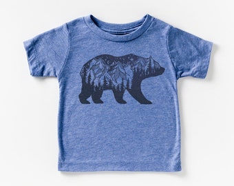 XHX403 Bear Roaming The Forrest Infant Kids T Shirt Cotton Tee Toddler Baby 6-18M