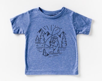 Bigfoot Fishing shirt for kids| Kids Fishing Shirt| Nature Shirts for Kids + Toddlers| Dads Fishing Buddy Shirt for Fathers Day| Camping