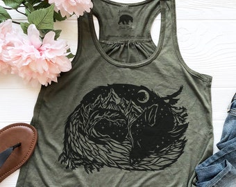 Fox Mountain Tank Top| Womens Summer Tops| Womens Summer Clothing| Plus Size Clothing Available| Wanderlust Adventure Tanks for Women
