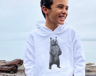 Kids Bear Hoodie| Birthday gift for boy or girl| Rustic bear for little adventurers| Kids hoodies| soft and cozy kids clothing