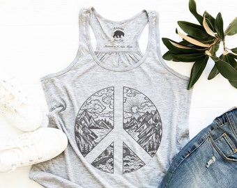 Spke85svest Peace Sign Womens Basic Tank Tops Sleeveless Graphic Print Shirt Tee 