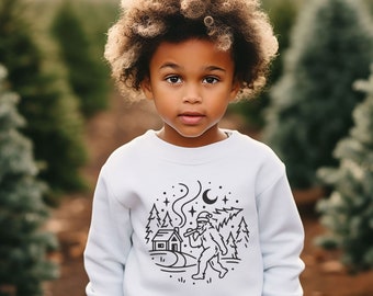 Bigfoot Winter Kids Sweatshirts Christmas| Funny Bigfoot Sweater for Toddlers + Big Kids| Cozy Matching Family Sweatshirts for Holidays