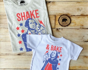 Shake and Bake Chemise assortie du 4 juillet pour les amis et la famille | Maman et moi 4 juillet | Papa et moi 4 juillet | Chemises de famille assorties