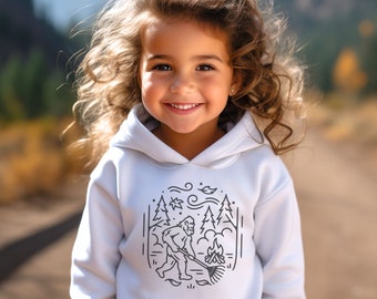 Nature hoodies for Kids| Bigfoot Hoodies for Kids| Kid Hoody for Fall + Autumn| Funny Shirts for Youth|  Camp Life| Bonfire Hoodie Sasquatch