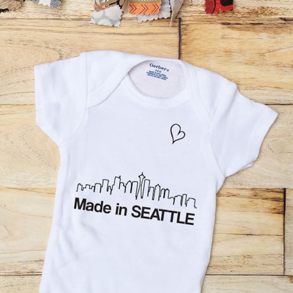 Made In Seattle| ONESIE®| born in Seattle| Seattle| washington| ONESIES| baby shower gift| pregnancy announcement| new baby gift| baby