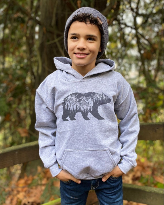 Bear Mountain Kids Hoodie for Youth Cozy Adventure Hoodies for Winter Cold  Weather Clothing for Kids Nature Clothes That Are Unique 