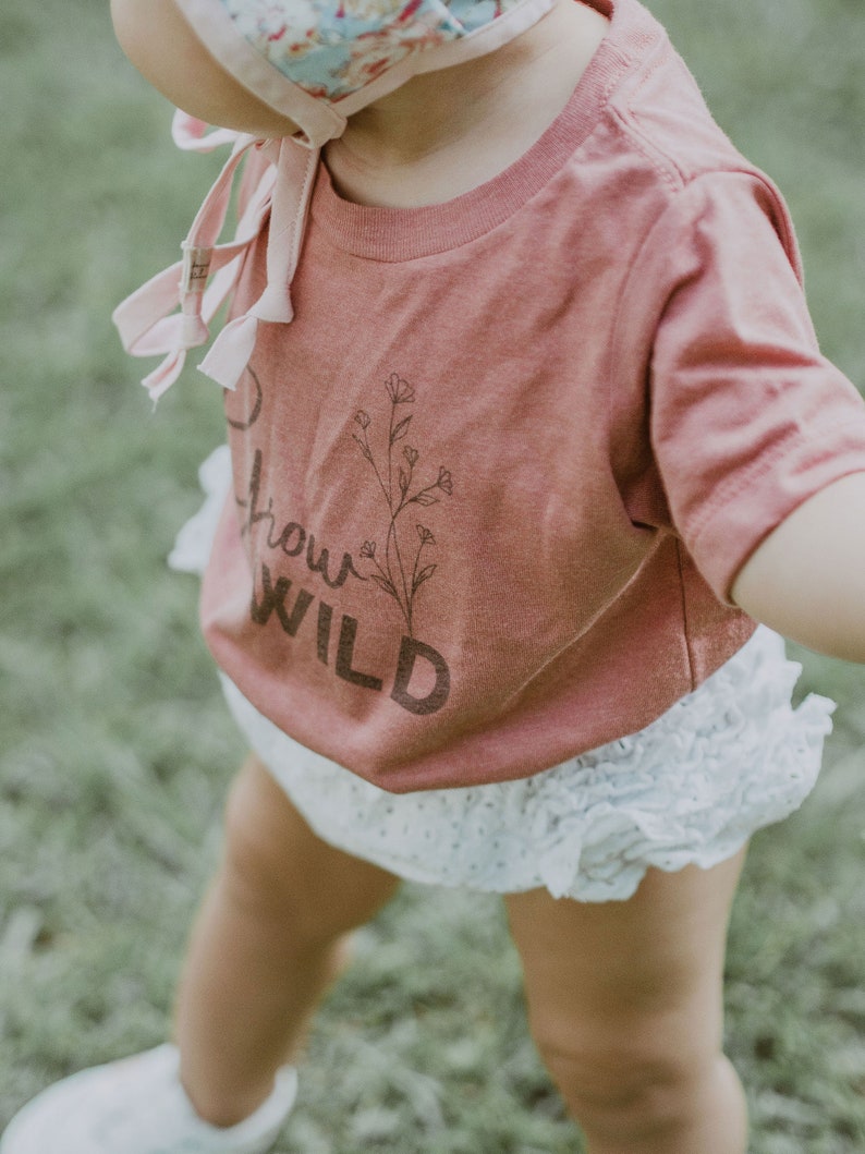 grow wild shirt Kids Shirt Toddler Shirt Kids Tshirt Graphic Tee Kids Clothes Inspirational Shirt Positive Shirt Nature Shirt image 4