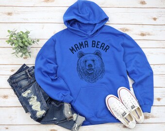 Mama Bear Hoodie Mama Bear Sweatshirt Plus Size Clothing Available Mom Christmas Gift Outdoorsy Gift for Her Mom Birthday Gift Bear Etsy