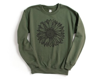 Sunflower Crewneck Sweatshirts for Fall + Winter Clothing| Cozy sweaters for women + for men| Sun flower shirts| Womens fall sweater| Nature