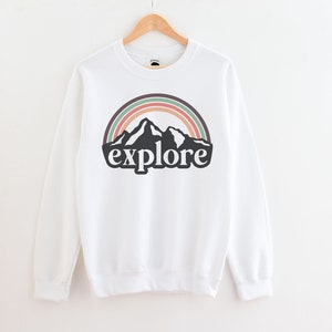 Explore Rainbow Mountain Sweatshirt Plus Size Clothing Available Hiking Lover Gift Nature Hoodies & Sweatshirts Cozy Adventure Clothing image 2