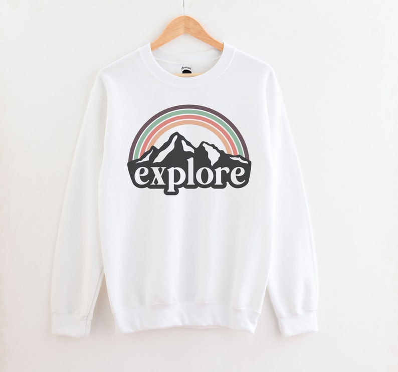 Explore Rainbow Mountain Sweatshirt Plus Size Clothing Available Hiking Lover Gift Nature Hoodies & Sweatshirts Cozy Adventure Clothing image 2