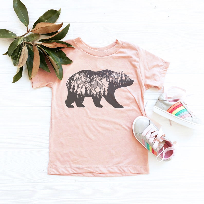 Nature Baby Clothes Baby Boy Clothing Bear Toddler Shirt Nature Tshirt for Kids Toddler Boy Nature Clothes Toddler Bear Shirt Peach Triblend