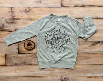 Bigfoot Winter Toddlers + Kids long sleeves| Christmas Shirt for Kids| Funny bigfoot shirt| Toddler Boy Clothing| Toddler Girl Clothing