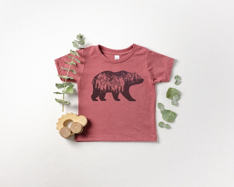 Nature Baby Clothes Baby Boy Clothing Bear Toddler Shirt Nature Tshirt for Kids Toddler Boy Nature Clothes Toddler Bear Shirt Mauve Triblend