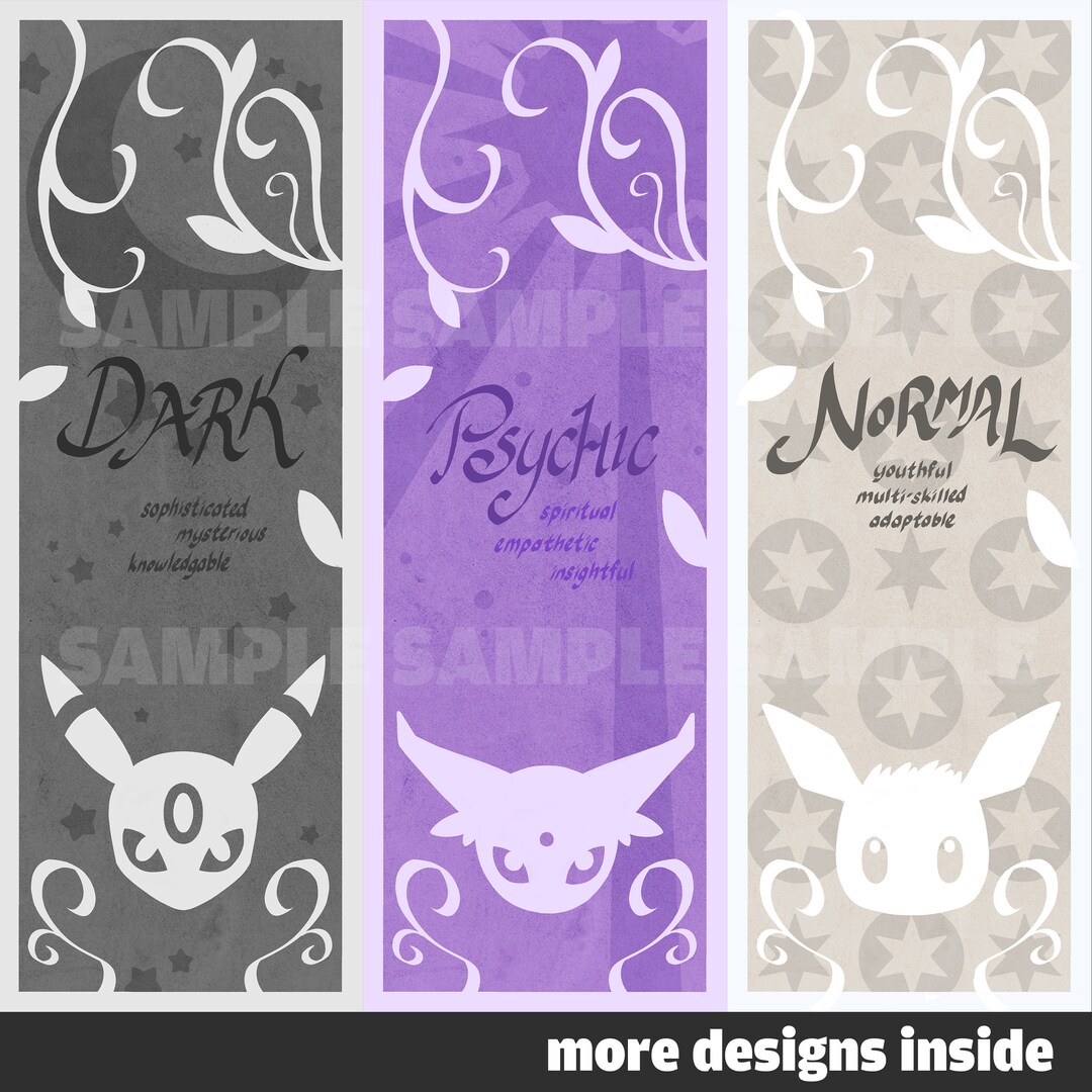 Eeveelution Personality Bookmarks for Journals, Diaries, Books and ...
