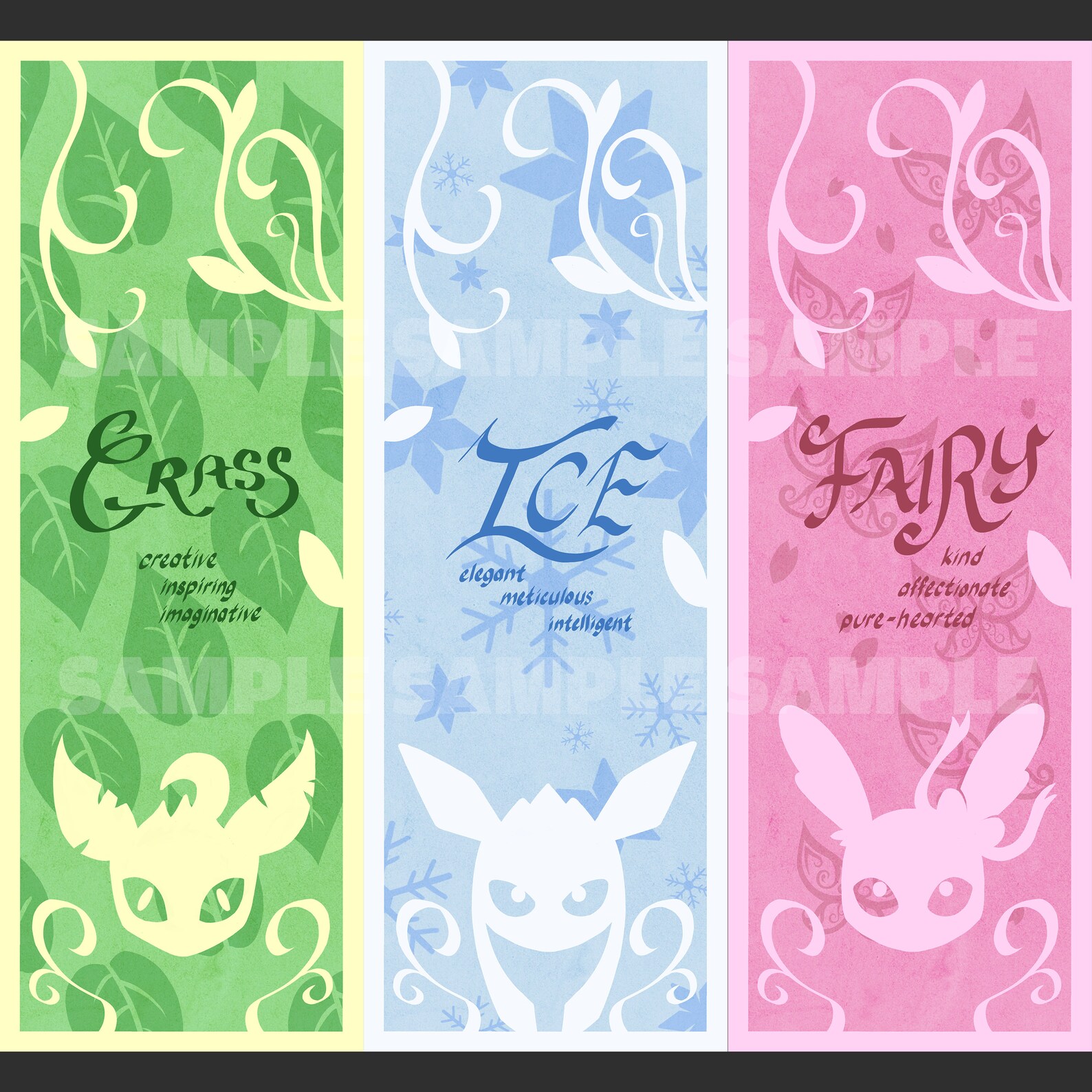 Eeveelution Personality Bookmarks for Journals, Diaries, Books and ...