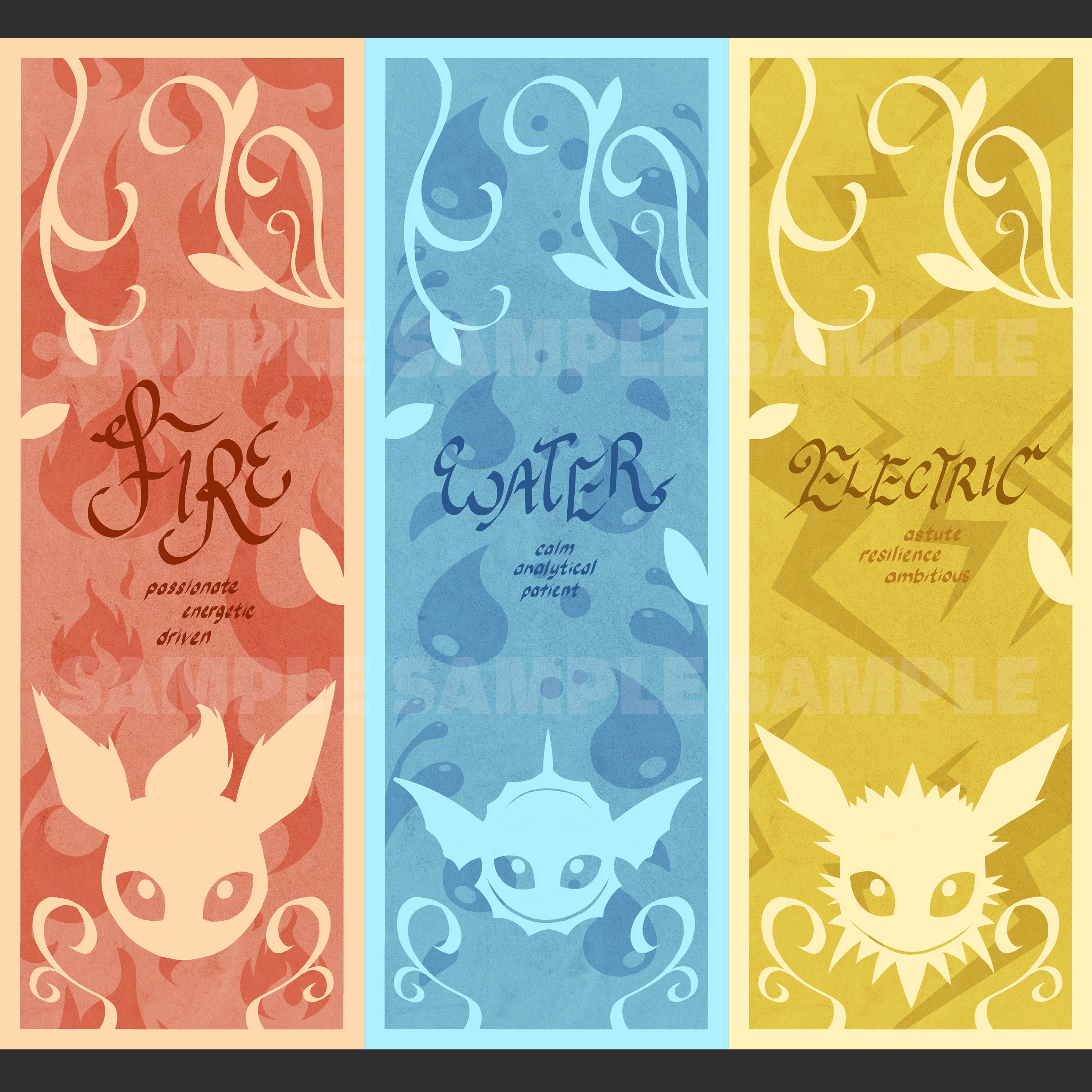 Eeveelution Personality Bookmarks for Journals, Diaries, Books and ...