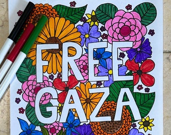 pagina da colorare per adulti stampabile gratuita di Gaza