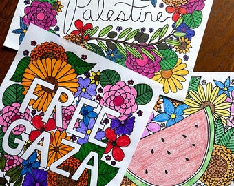 Palestine printable adult coloring page bundle