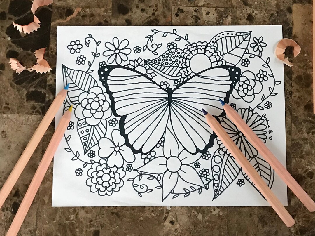 Butterfly Printable Adult Coloring Page - Etsy