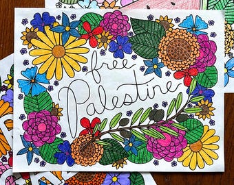 free Palestine printable adult coloring page