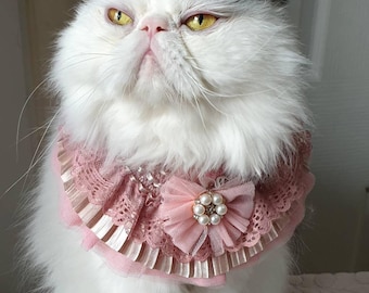 Elegant tulle fabric bolt lace pearl pet collar