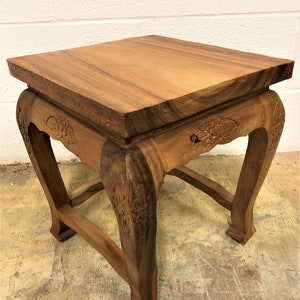 Opium wooden stand with carving 14&quot;x14&quot;